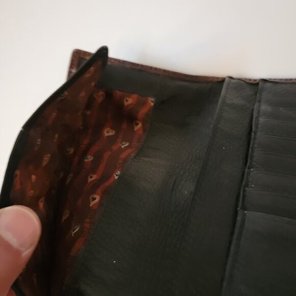 Brighton Dark Brown Leather Check Book Wallet Vintage - Picture 7 of 10